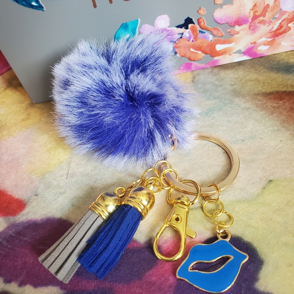 Pom Pom keychain with charms